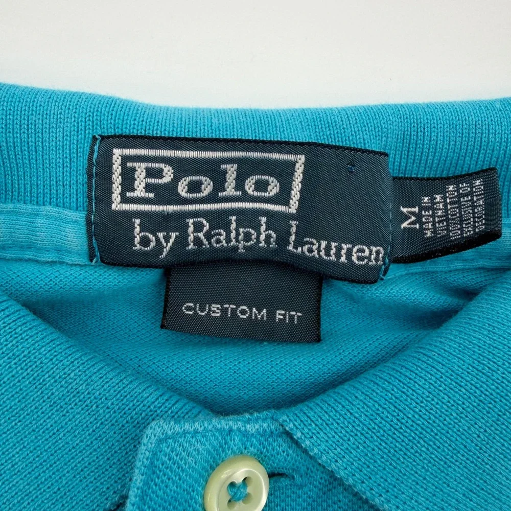 Polo Ralph Lauren Polo Shirt Mens M Turquoise Blue Custom‎ Fit Short Sleeve Pony